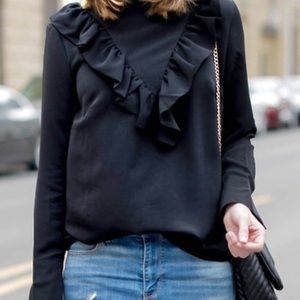 ♣️ (Make an Offer!) • H&M Ruffle Trim Satin Blouse